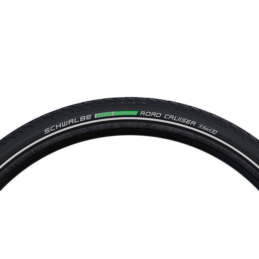 Schwalbe, Road Cruiser, Mountain Tire, 27''x1-1/4, Wire, GreenCompound, K-Guard, 50TPI, Gumwall