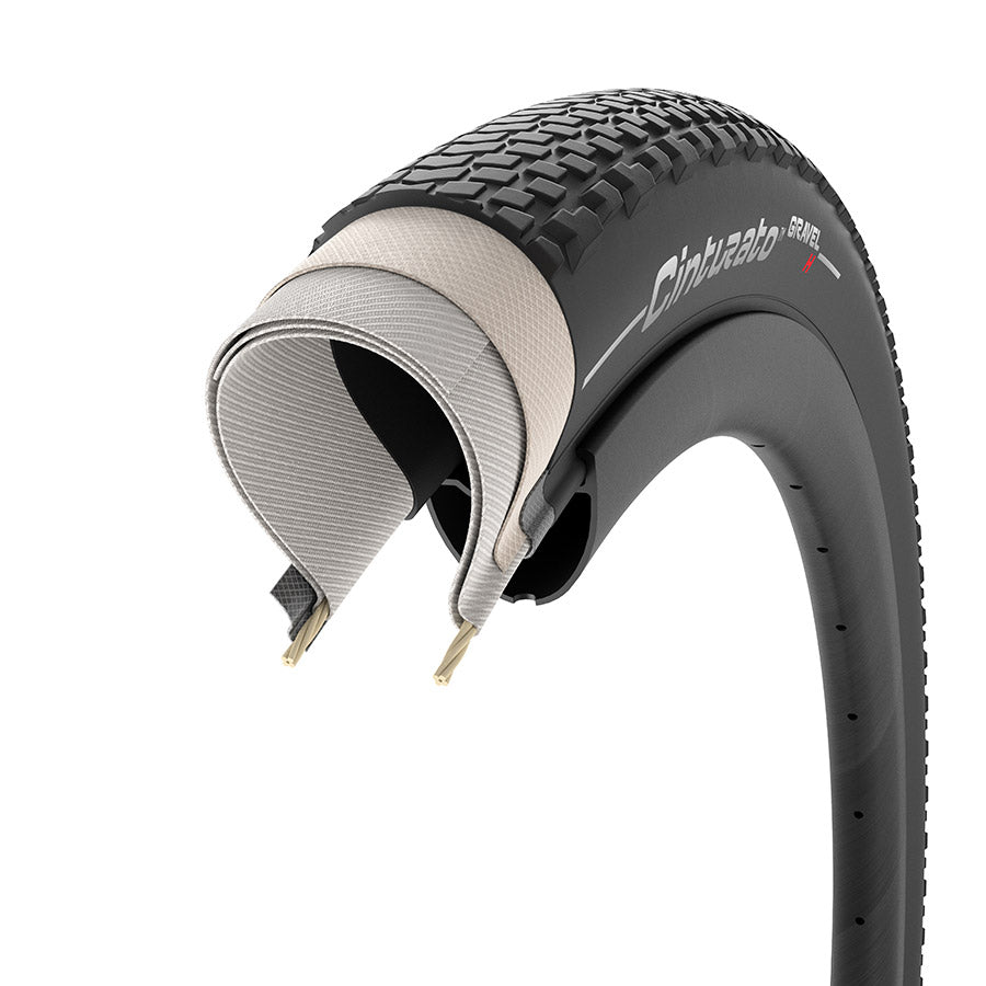 Pirelli, Cinturato Gravel H HP-Line, Gravel Tire, 700x40C, Folding, Tubeless Ready, SmartEVO GR, ProWALL Gravel, 120TPI, Black