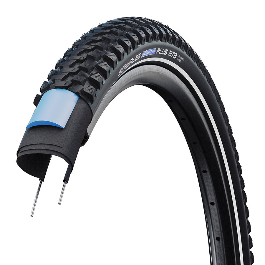 Schwalbe, Marathon Plus MTB, Hybrid Tire, 27.5''x2.25, Wire, Clincher, Addix, SmartGuard, TwinSkin, Reflex, 67TPI, Black