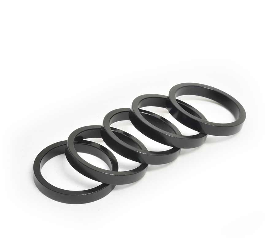 Wheels Manufacturing, Headset Spacer, 1-1/8'', Height: 2.5mm, Aluminum, Black, 5pcs