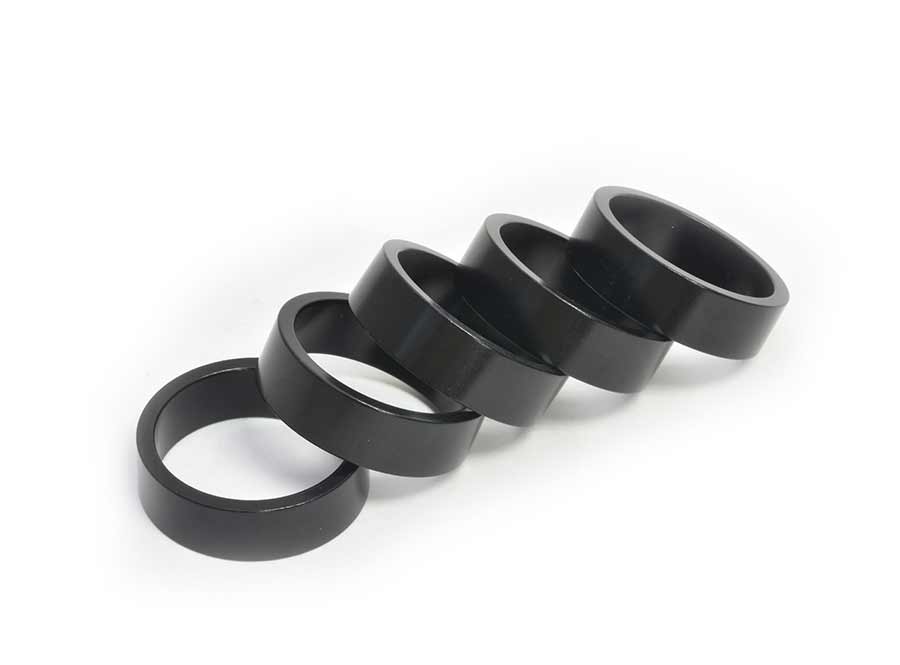 Wheels Manufacturing, Headset Spacer, 1-1/8'', Height: 2.5mm, Aluminum, Black, 5pcs
