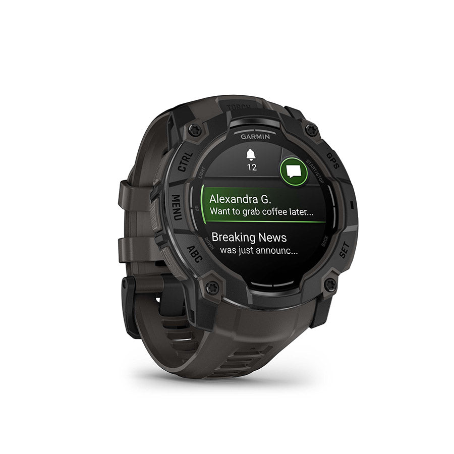 Garmin, Instinct 3 50mm AMOLED, Watch, Watch Color: Black, Wristband: Charcoal - Silicone