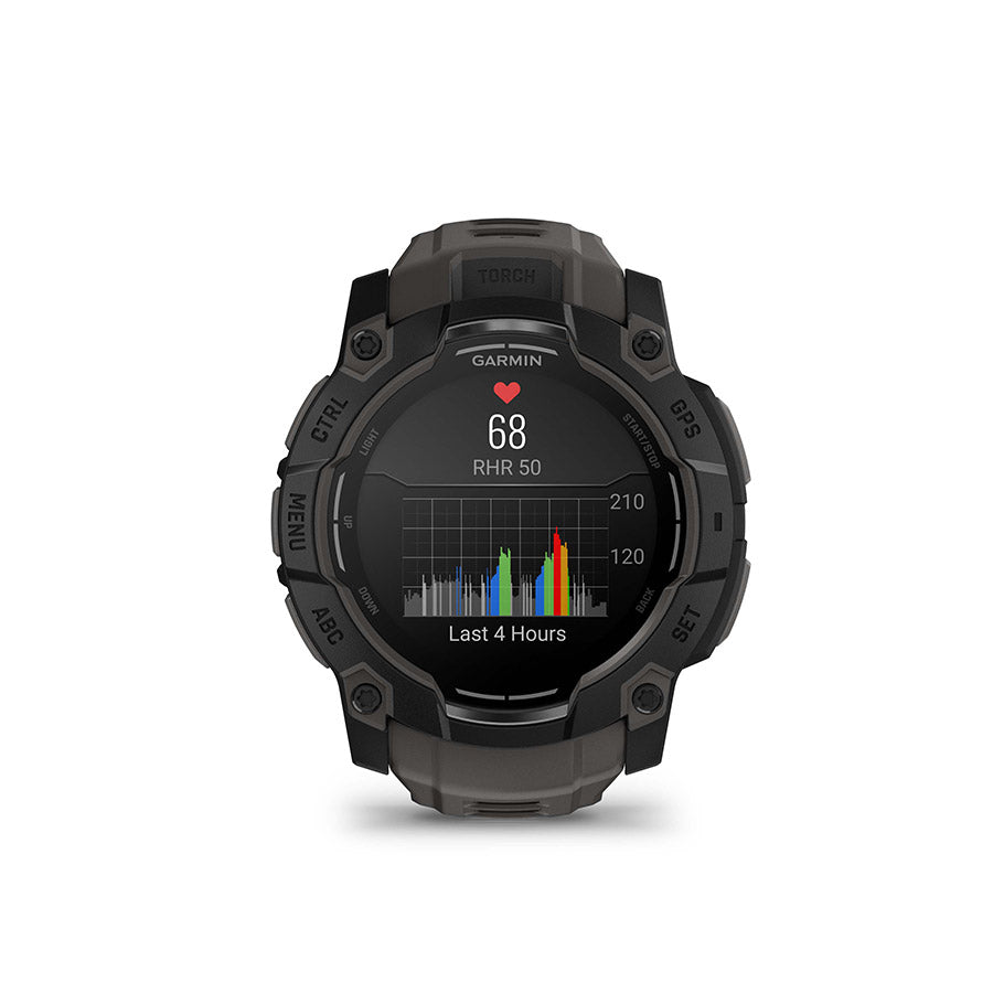 Garmin, Instinct 3 50mm AMOLED, Watch, Watch Color: Black, Wristband: Charcoal - Silicone