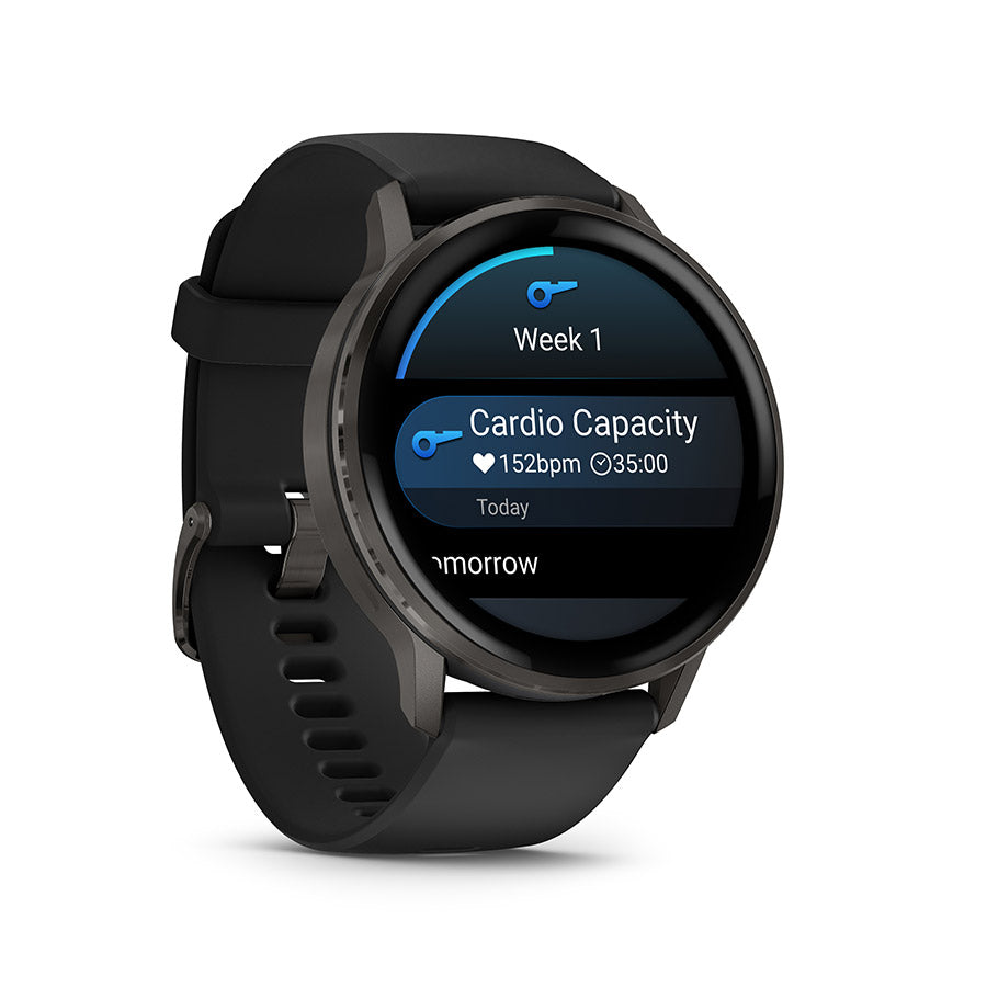 Garmin, Venu 4 45mm, Watch, Watch Color: Slate, Wristband: Black - Silicone