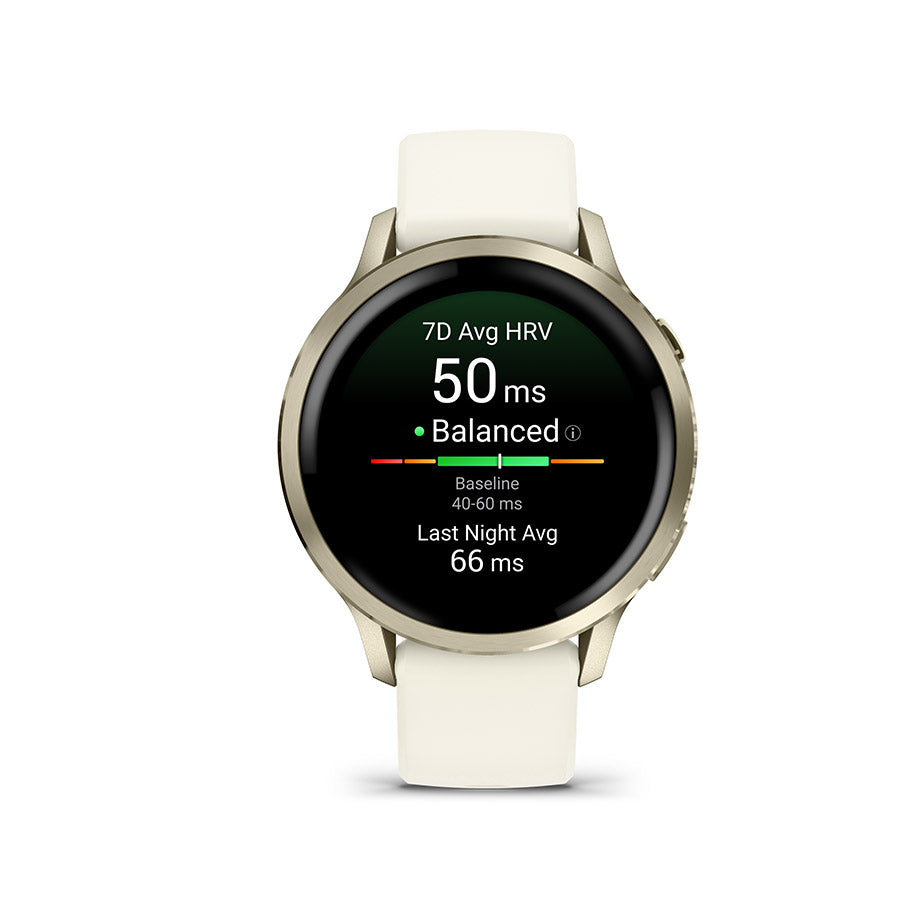 Garmin, Venu 4 41mm, Watch, Watch Color: Lunar Gold, Wristband: Bone - Silicone
