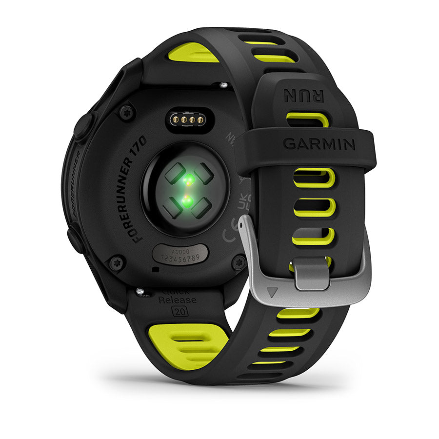 Garmin, Forerunner 170, Watch, Watch Color: Black, Wristband: Black/Amp Yellow - Silicone