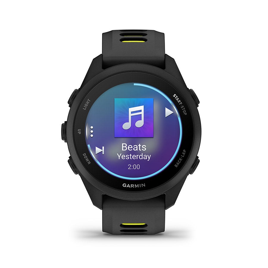 Garmin, Forerunner 170 Music, Watch, Watch Color: Black, Wristband: Black/Amp Yellow - Silicone