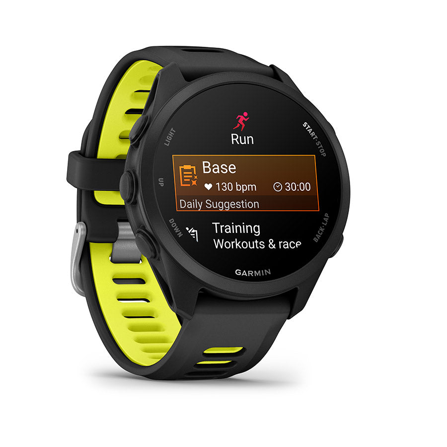 Garmin, Forerunner 170 Music, Watch, Watch Color: Black, Wristband: Black/Amp Yellow - Silicone