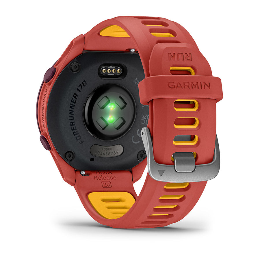 Garmin, Forerunner 170 Music, Watch, Watch Color: Black, Wristband: Black/Amp Yellow - Silicone