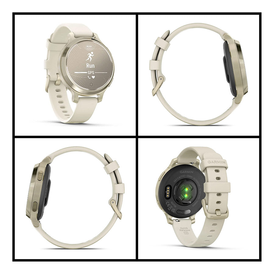 Garmin, Lily 2 Active, Watch, Watch Color: Lunar Gold, Wristband: Bone - Silicone