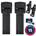 Abus, Bordo Granit XPlus 6500 TwinSet, Folding Lock, Key, 90cm, 3.0' x 2, 5.5mm, Black, Set