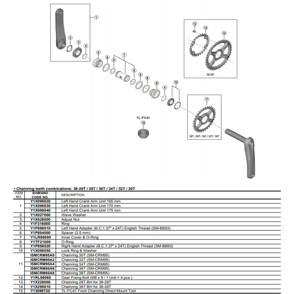 FC-M9100 XTR CRANKSET 52mm Chainline